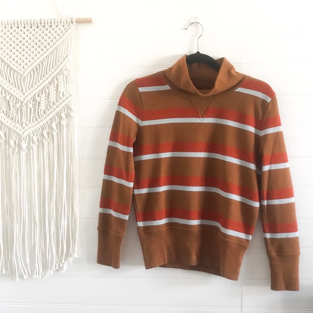 Madewell Camel and Rust Striped Sweater